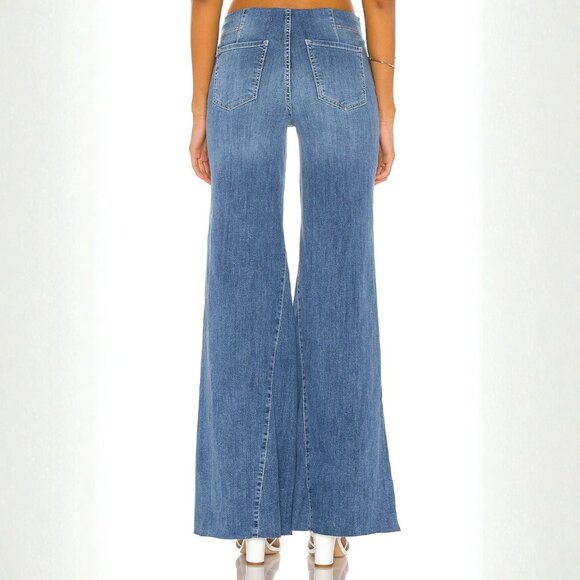 FREE PEOPLE We the Free Drapey A Line Flare Bell Bottom Pull On Jean in Blue 29 - Picture 4 of 12